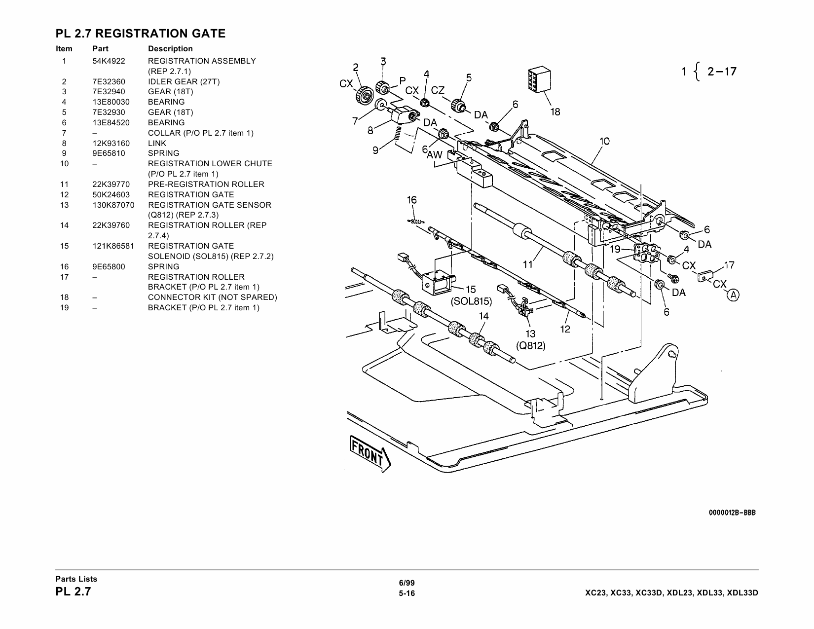 Xerox WorkCentre XC23 XC33 XC33D XDL23 XDL33 XDL33D Parts List Manual-3